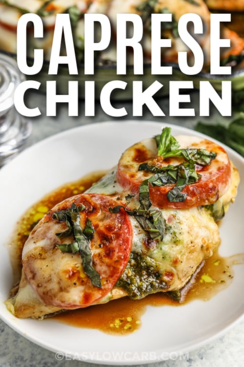 caprese chicken with text