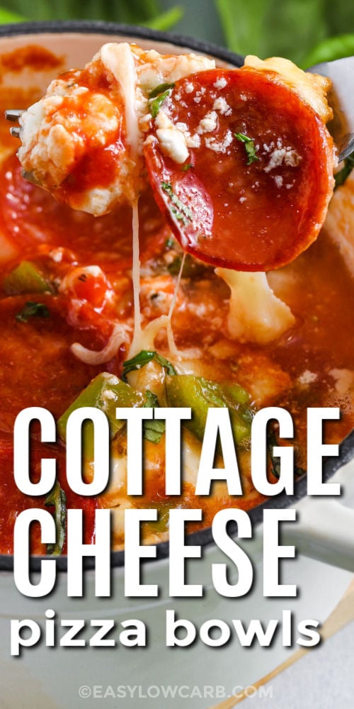 close up of Cottage Cheese Pizza with writing