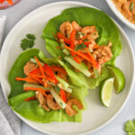 top view of Shrimp Lettuce Wraps on a plate