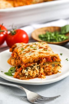 slice of zucchini lasagna recipe on a plate