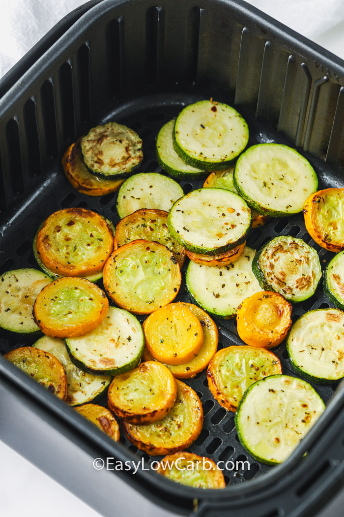 Air Fryer Squash cooked in the fryer