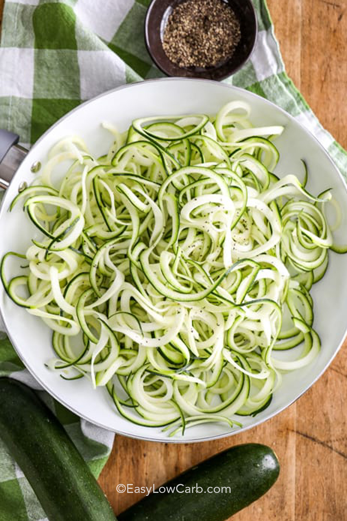 homemade zoodles in a bowl with text