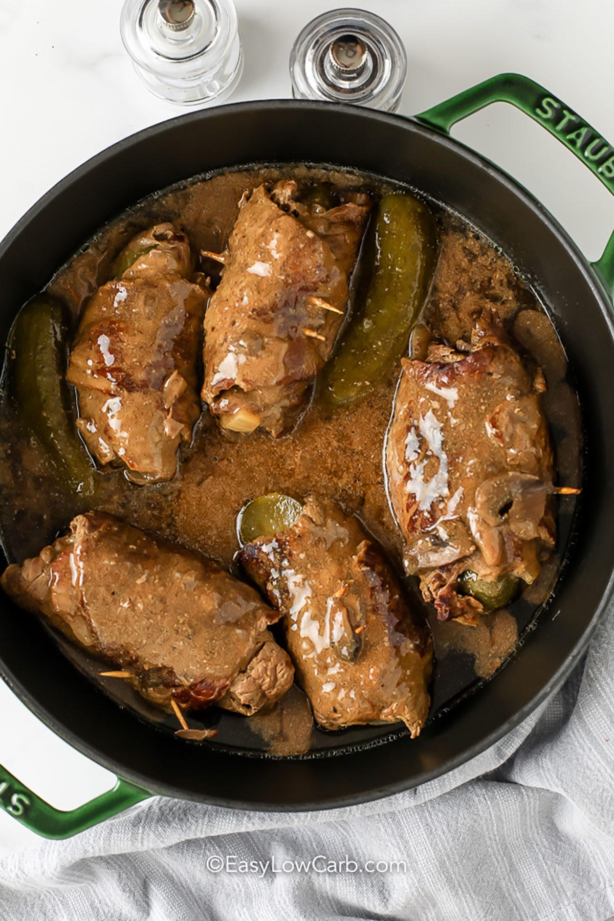 Beef Rouladen in the pan
