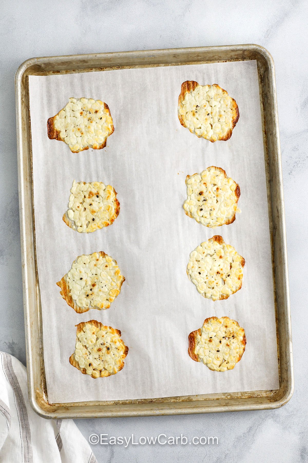 Cottage Cheese Chips Recipe cooked on a sheet pan