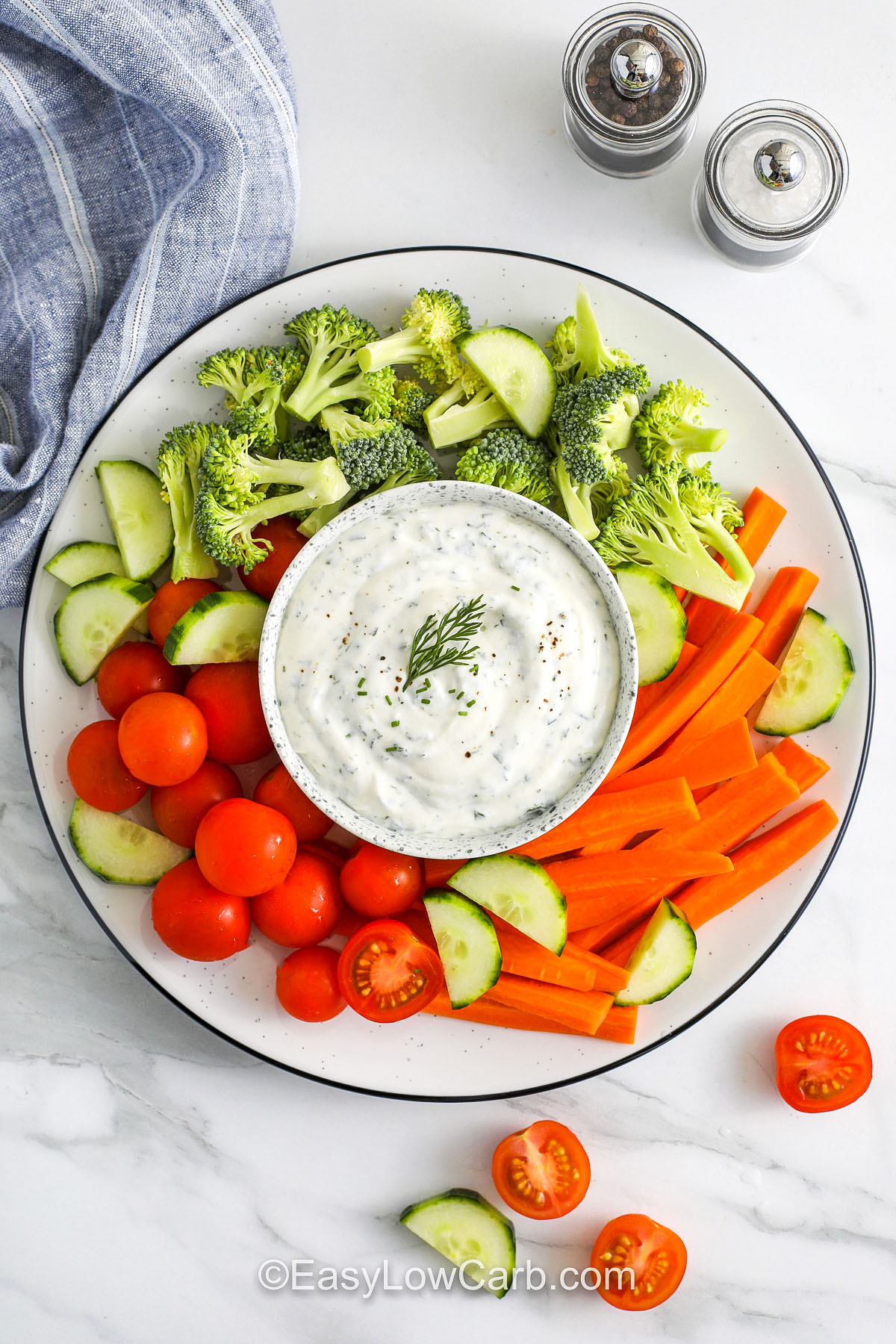 Cottage Cheese Ranch Dip with vegetables