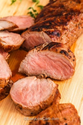 close up of sliced Grilled Pork Tenderloin