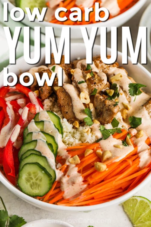 low carb Yum Yum Bowl with writing