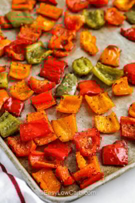 Roasted Peppers Recipe on a sheet pan