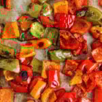 crispy Roasted Peppers Recipe cooked on a sheet pan