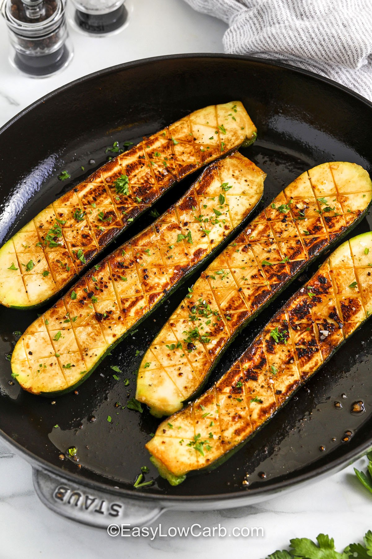 Zucchini Steaks in a pan