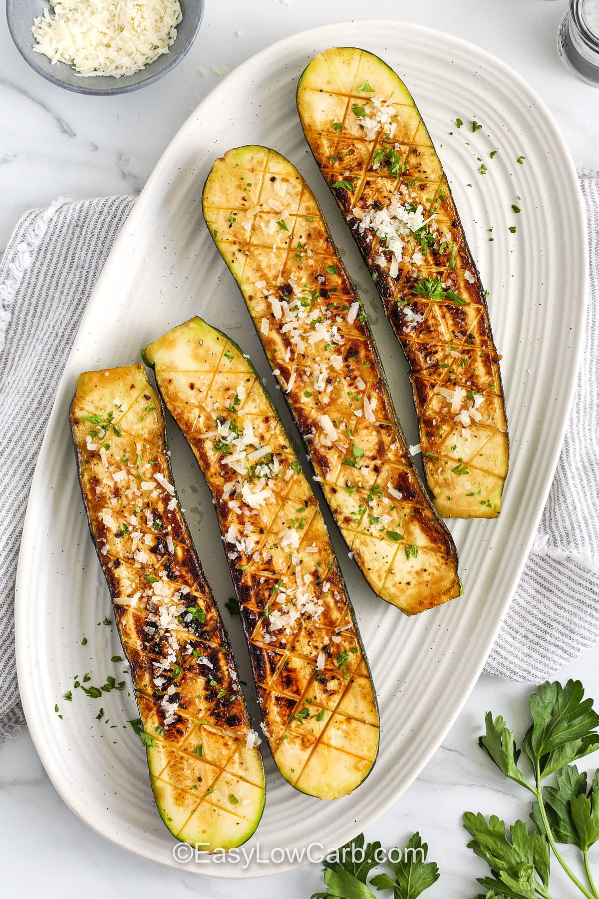 plated Zucchini Steaks with parmesan