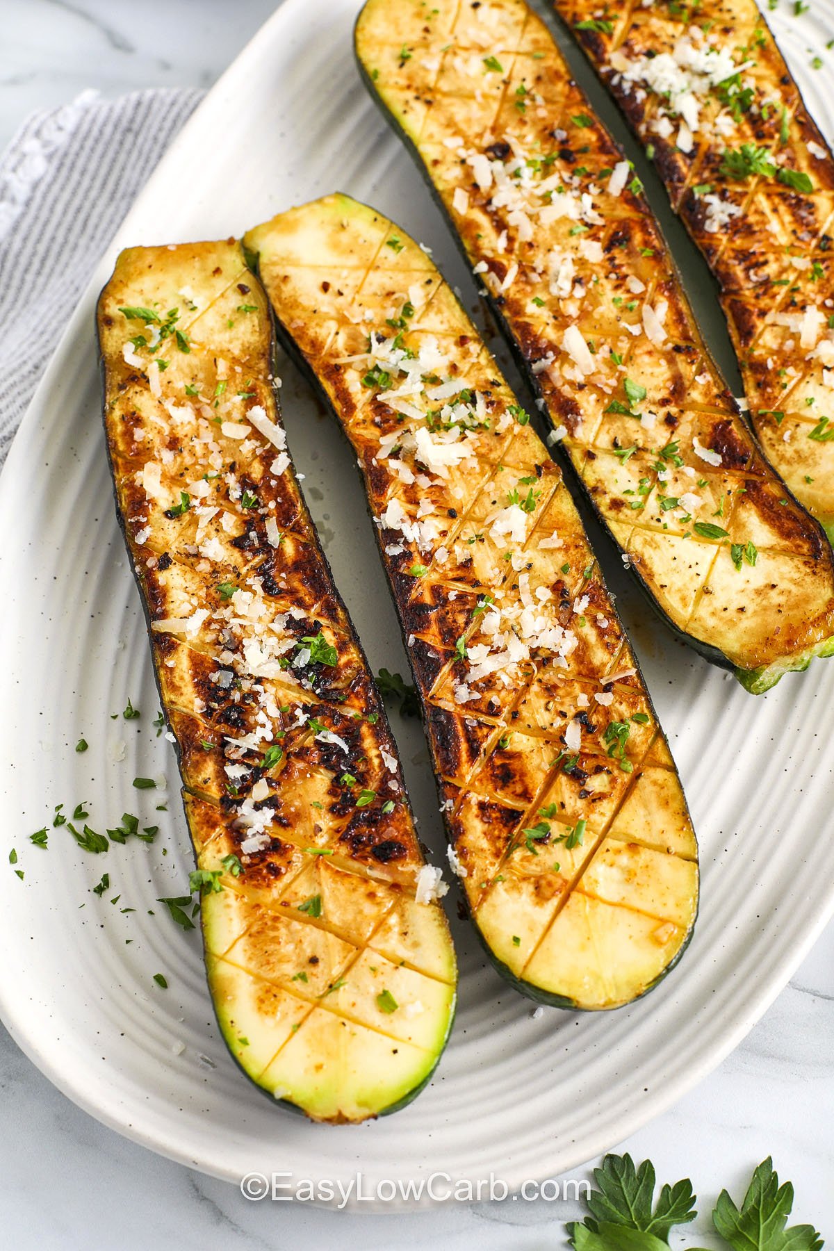 close up of Zucchini Steaks on a plate