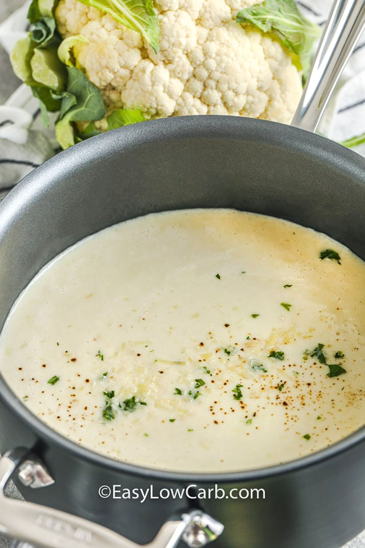 Creamy Cauliflower Soup in the pot