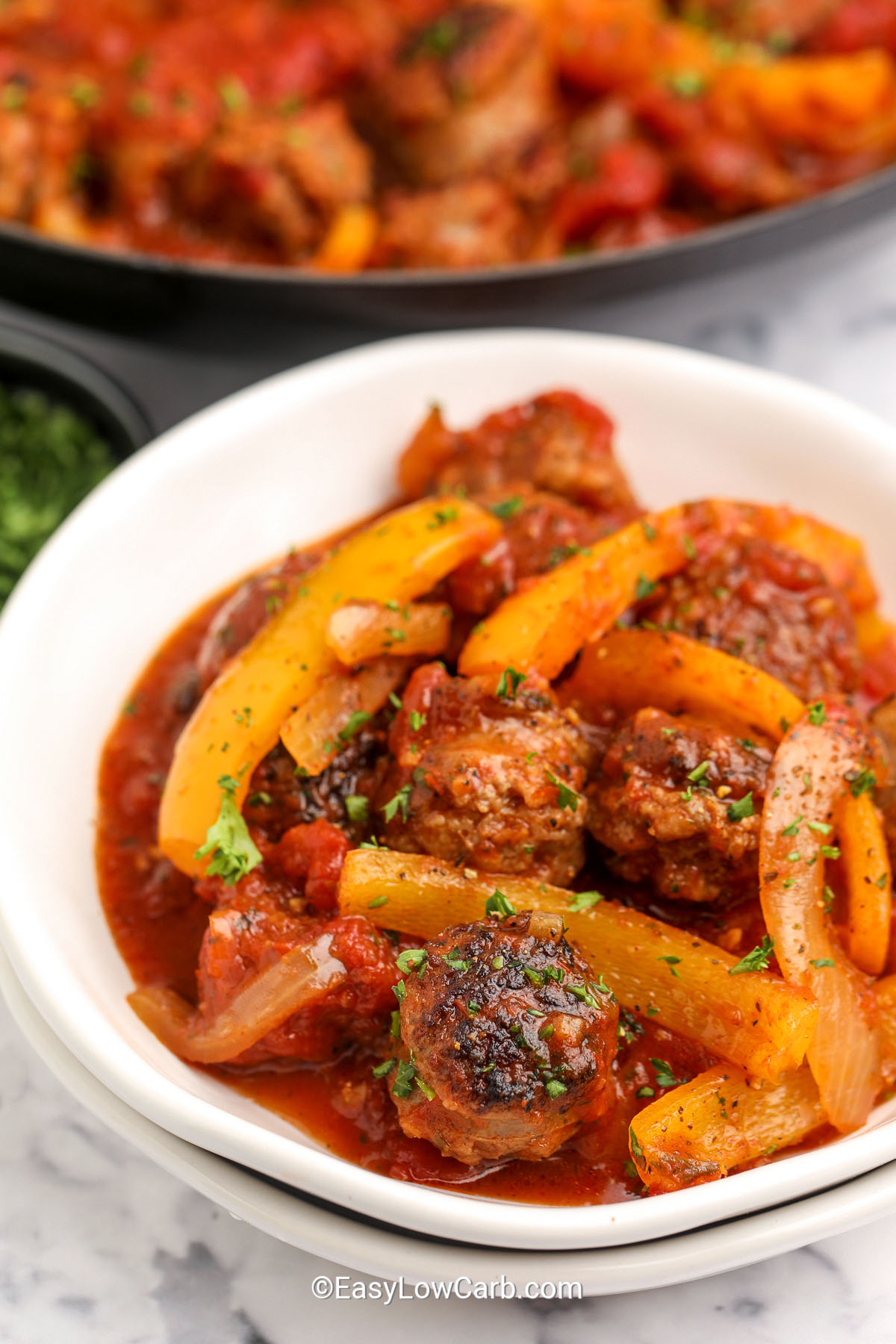 plated Italian Sausage and Peppers