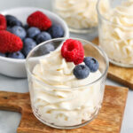 Keto Cheesecake Fluff with raspberries and blueberries