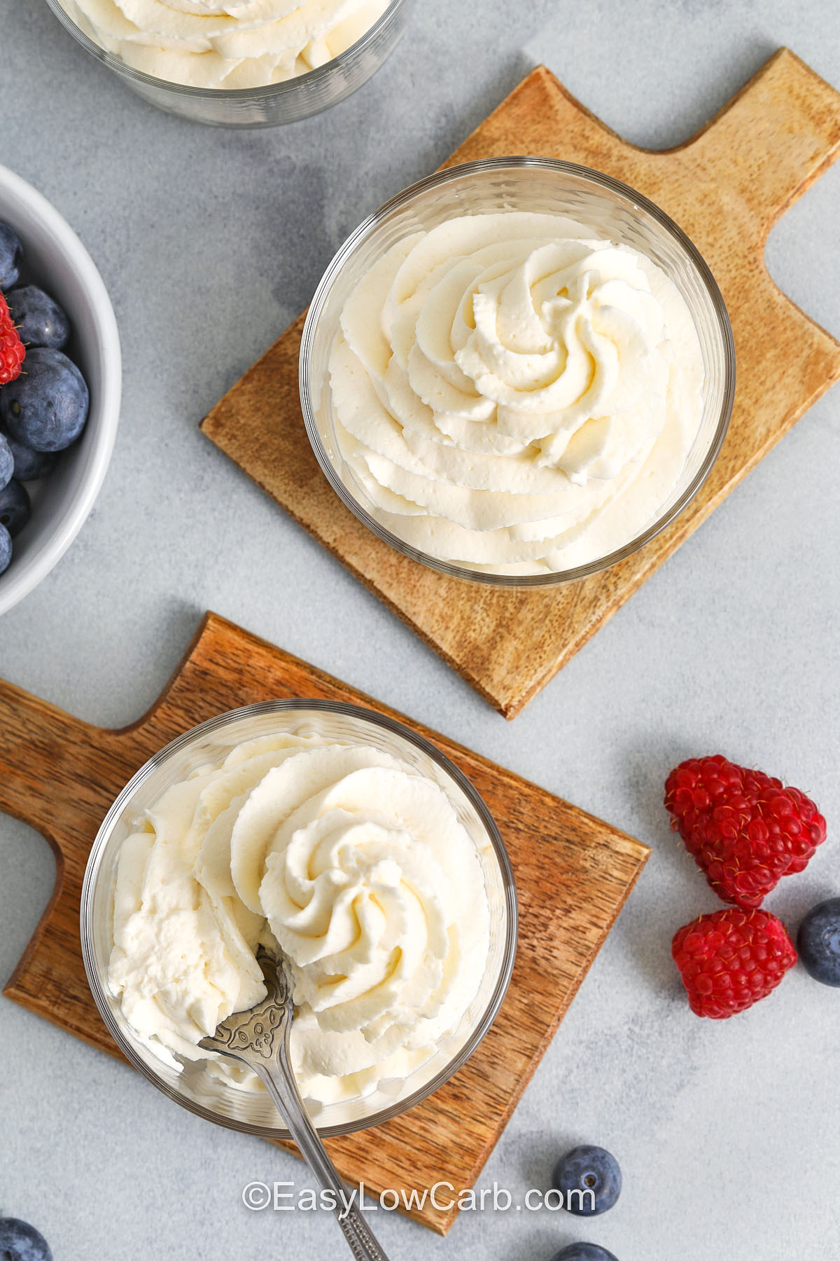 top view of Keto Cheesecake Fluff in bowls