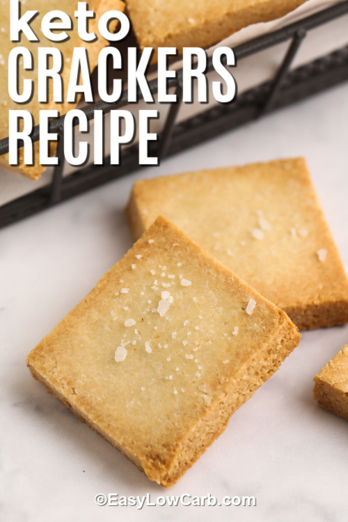 Try this keto crackers recipe that’s low-carb, grain-free, and full of flavor. Using almond flour and just a few pantry staples, these crispy crackers are a perfect snack alternative. Great for dipping in guac or sour cream dip, or enjoying solo with a sprinkle of sea salt. These bake quickly and flip easily for even crispness. Snack smarter with every bite. #easylowcarb Keto crackers topped with salt and a title