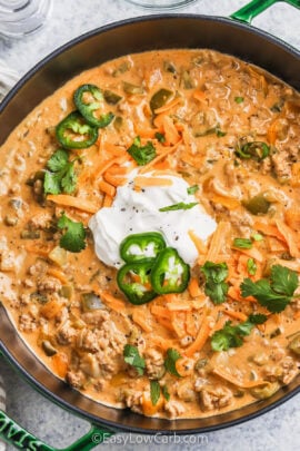 Keto White Chicken Chili in the pot