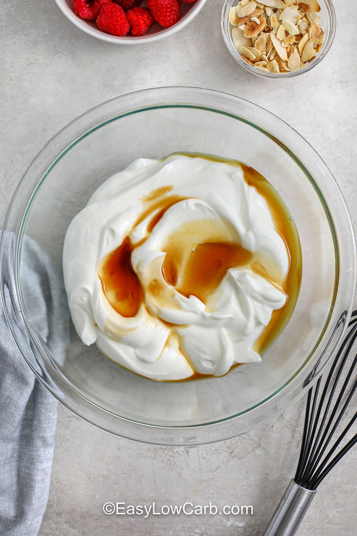adding vanilla to yogurt to make Greek Yogurt Bark