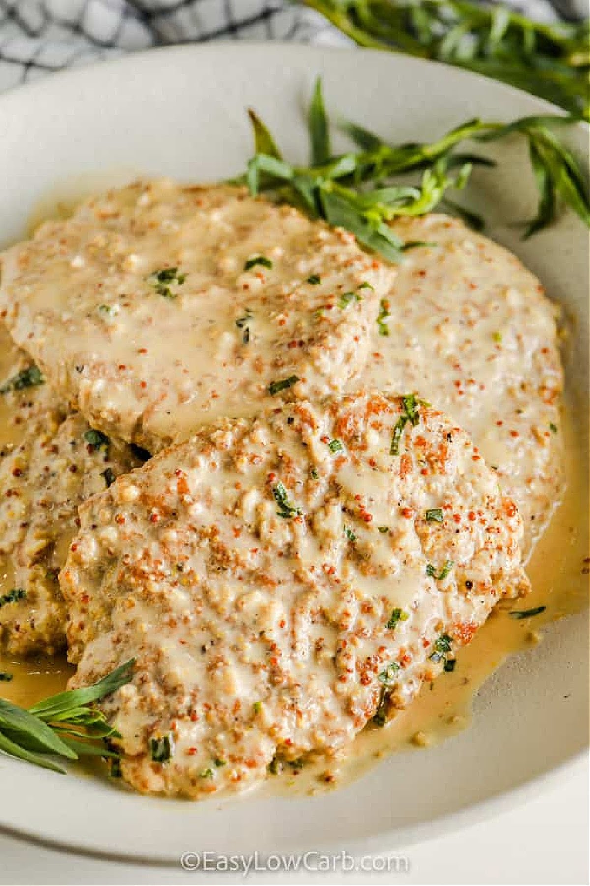 plated Turkey breast cutlets with dijon sauce