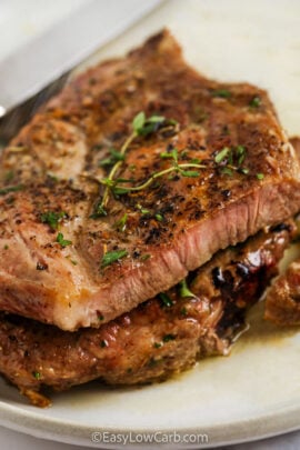 plated Pan Seared Pork Chops