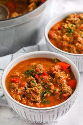 bowls of Low Carb Chili