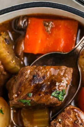 close up of Low Carb Beef Stew