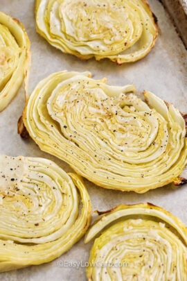 tender Cabbage Steaks on a sheet pan