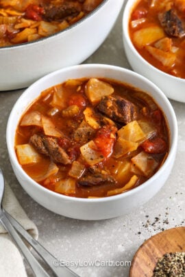 bowls of Beef and Cabbage Soup