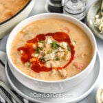 bowl of Buffalo Chicken Soup with feta