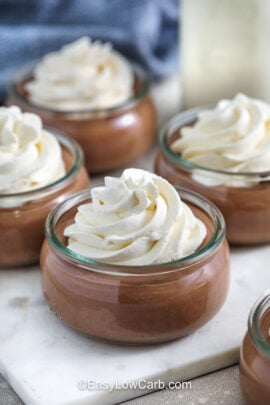 Cottage Cheese Chocolate Mousse in glass dishes