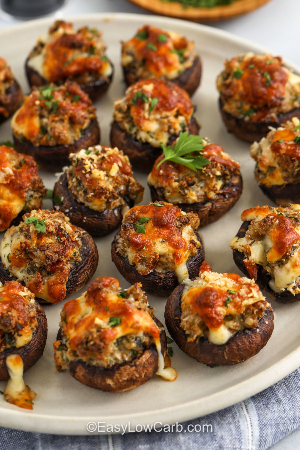 delicious Keto Stuffed Mushrooms on a plate