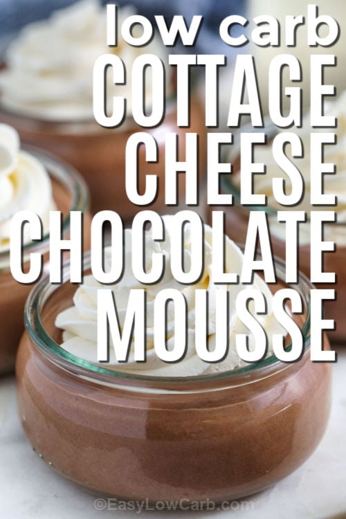Cottage cheese chocolate mousse is perfect for chocolate cravings when you want something low carb and satisfying. The method is simple, blend cottage cheese with unsweetened cocoa and a powdered sweetener until completely smooth. For a thicker texture, drain watery cottage cheese briefly or chill the finished mousse. Serve it cold with berries, crushed nuts, or a dollop of whipped topping for a creamy protein dessert. #easylowcarb low carb Cottage Cheese Chocolate Mousse with writing