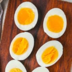 close up of Hard Boiled Eggs cut in half
