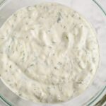 a bowl of prepared tzatziki