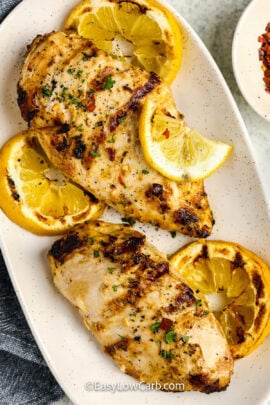 juicy Greek Yogurt Chicken breasts with lemon slices