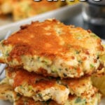 stack of Shrimp Cakes with a title