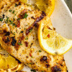close up of Greek Yogurt Chicken with lemon