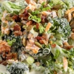 bowl of Keto Broccoli Salad with a title