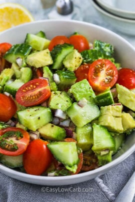 bowl of Cucumber Tomato Avocado Salad