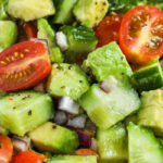 close up of Cucumber Tomato Avocado Salad