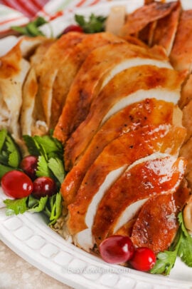 sliced Oven Roasted Turkey on a plate.
