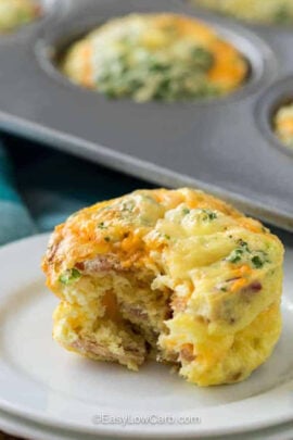 Bacon and Egg Muffins with a bite taken out of one