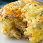 close up of Bacon and Egg Muffins with a bite taken out