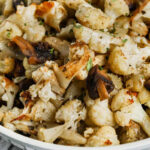 close up of Cauliflower Stuffing in a bowl.