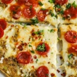 close up of Keto Breakfast Pizza