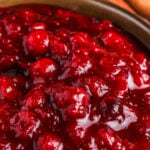 close up of Keto Cranberry Sauce in a bowl.