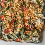 Keto Green Beans Casserole with crispy bacon