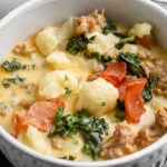close up of Keto Zuppa Toscana in a bowl.